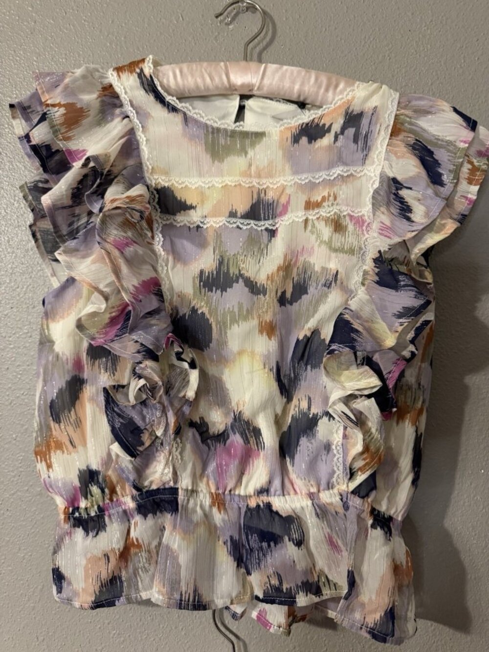 Spring & Mercer Colorful Smocked Tiered Ruffle Top M Medium NEW - Picture 8 of 8